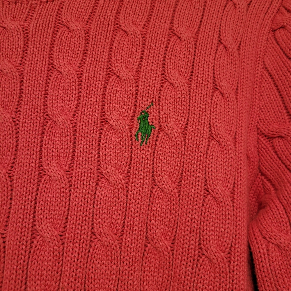 Ralph Lauren Pink Cable Sweater Size XL - Picture 2 of 4